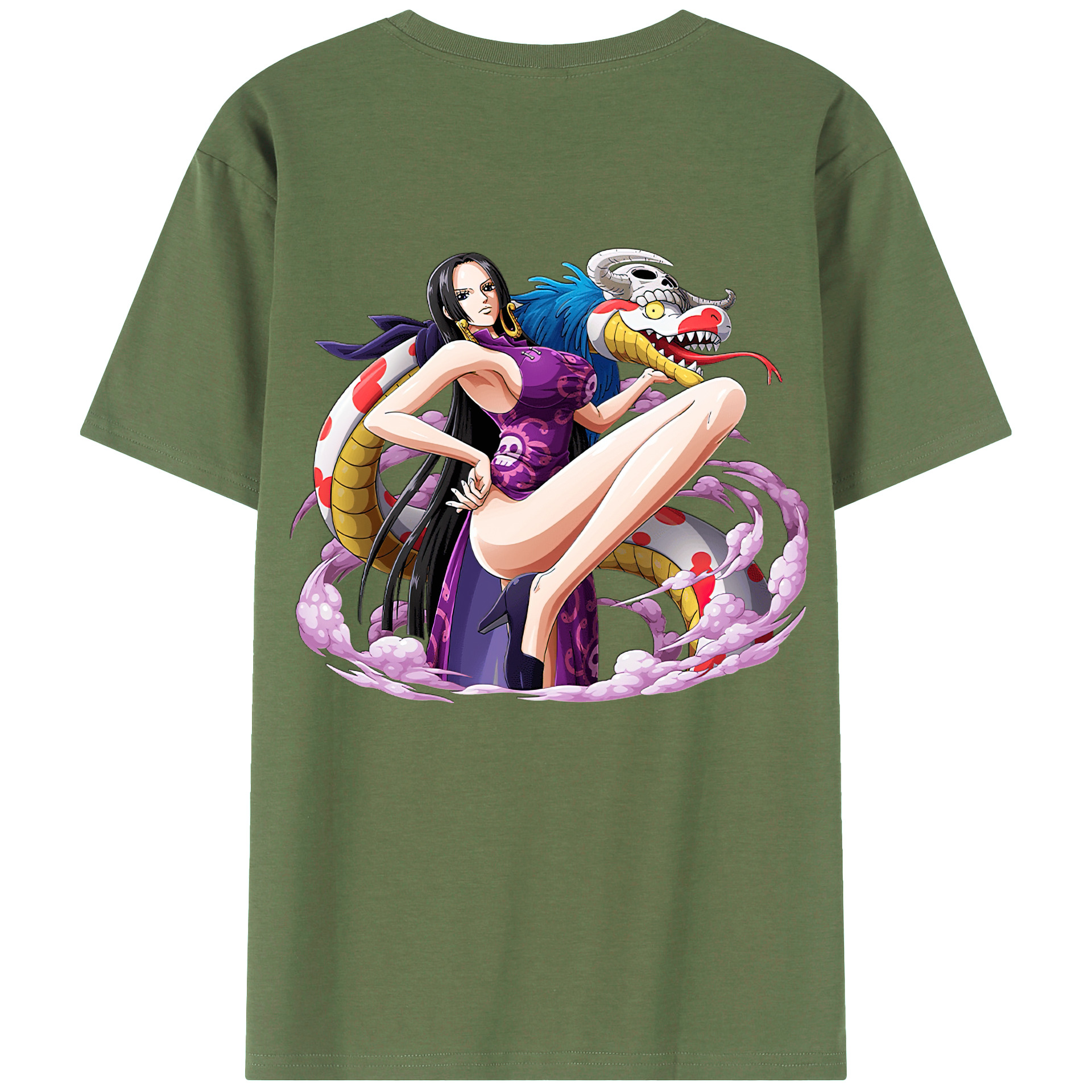 ワンピース ボア・ハンコック ONE PIECE Boa·Hancock 綿100％ メンズ半袖Tシャツ（バックプリント） 通気性